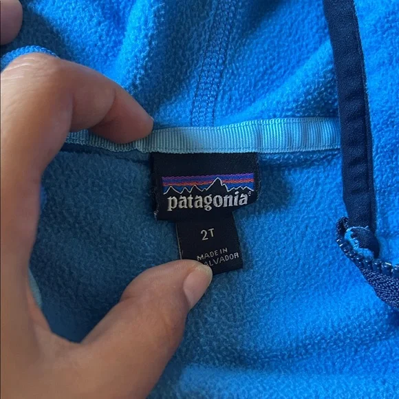 Patagonia Kids Blue and Gray Fleece Zip-up Hoodie - Picture 4 of 5